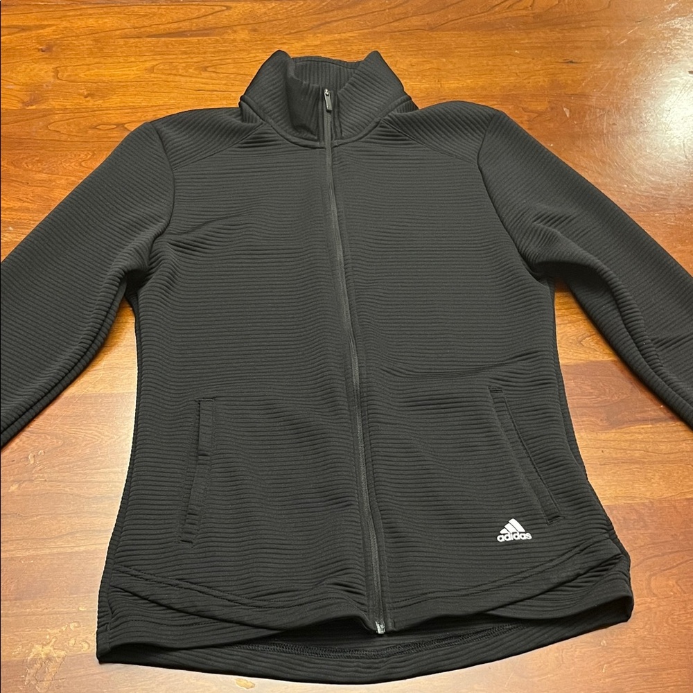 Adidas Golf Black Ribbed Zip-Up Jacket